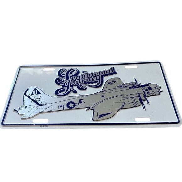 Sentimental Journey B-17 Flying Fortress Bomber USAF Metal License Plate - Picture 1 of 5